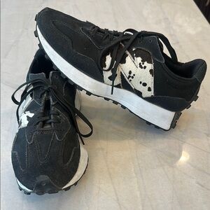 New Balance 327 Black and White Athletic Sneakers